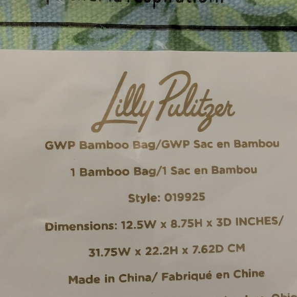 Lilly Pullitzer Bamboo Handle Printed Bag In Cool Mint Catchin Rays - Picture 7 of 9